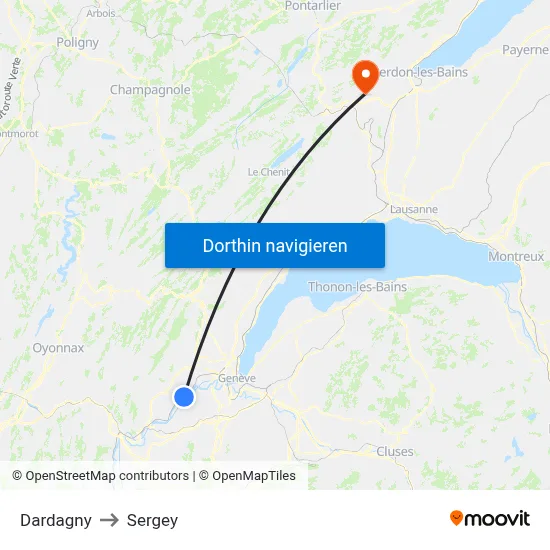 Dardagny to Sergey map