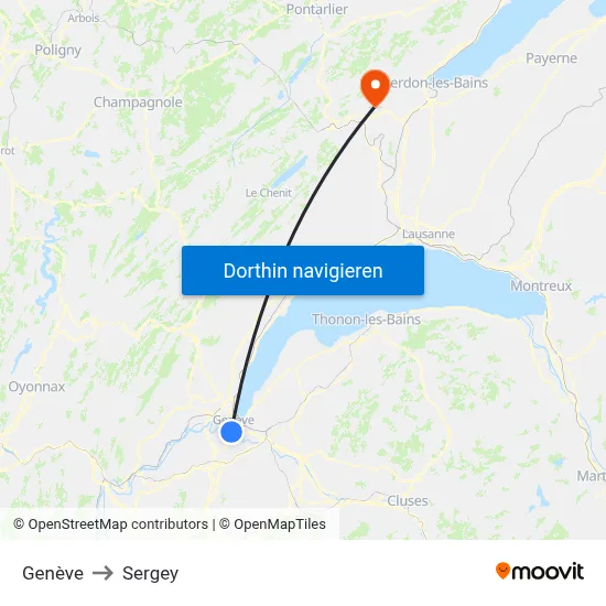 Genève to Sergey map