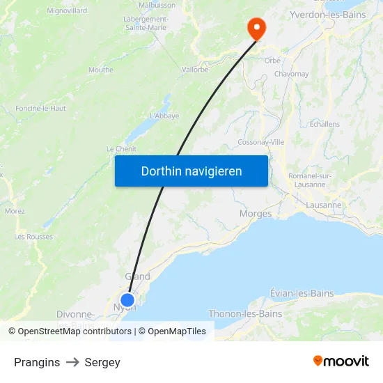 Prangins to Sergey map