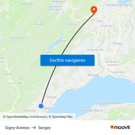 Signy-Avenex to Sergey map
