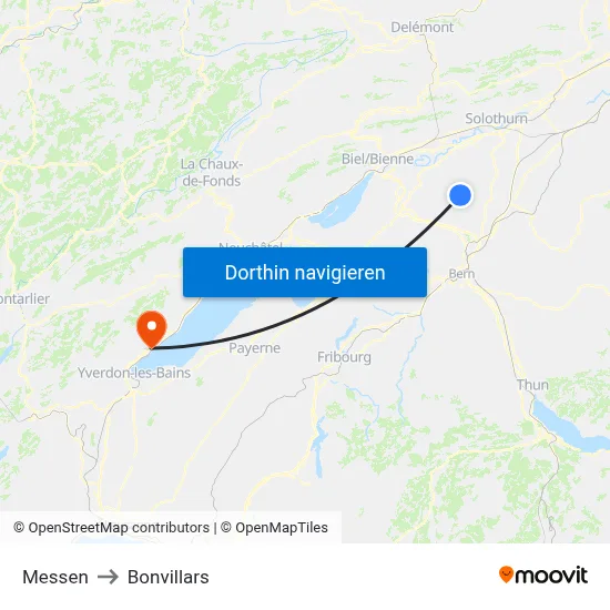 Messen to Bonvillars map