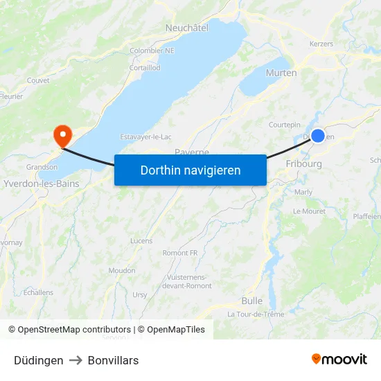 Düdingen to Bonvillars map
