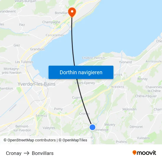 Cronay to Bonvillars map