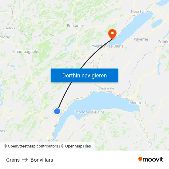 Grens to Bonvillars map