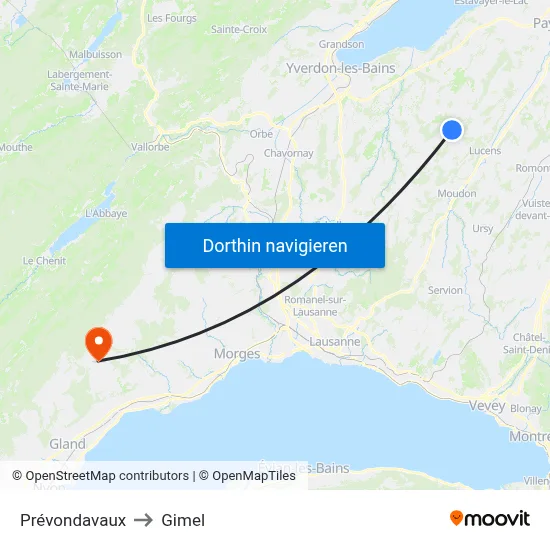 Prévondavaux to Gimel map