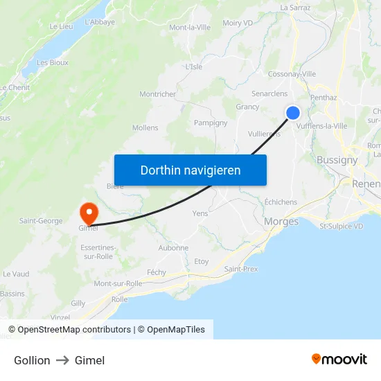 Gollion to Gimel map