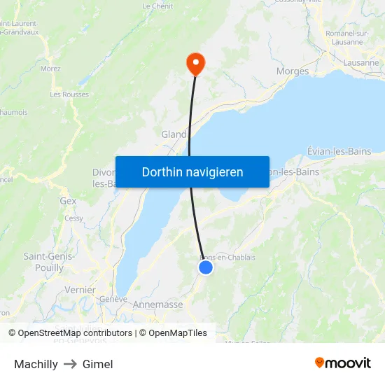 Machilly to Gimel map