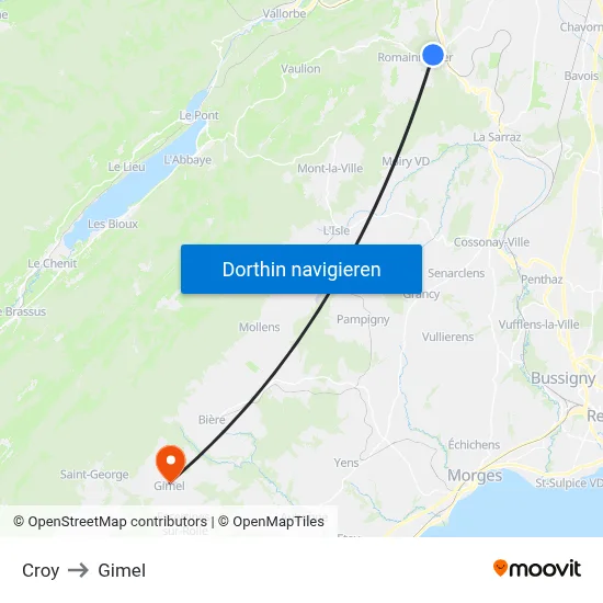 Croy to Gimel map