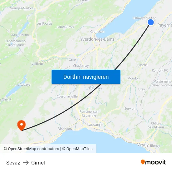Sévaz to Gimel map