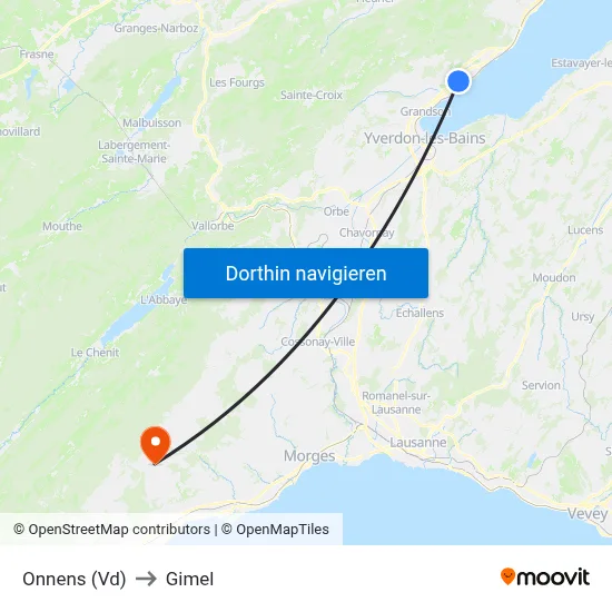 Onnens (Vd) to Gimel map