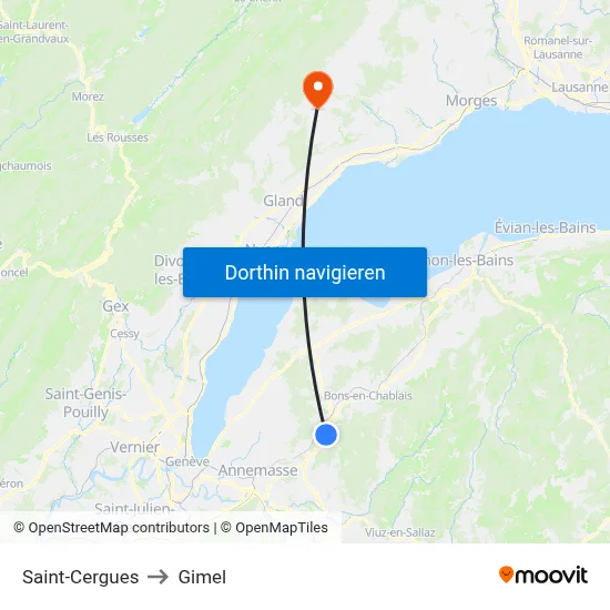 Saint-Cergues to Gimel map