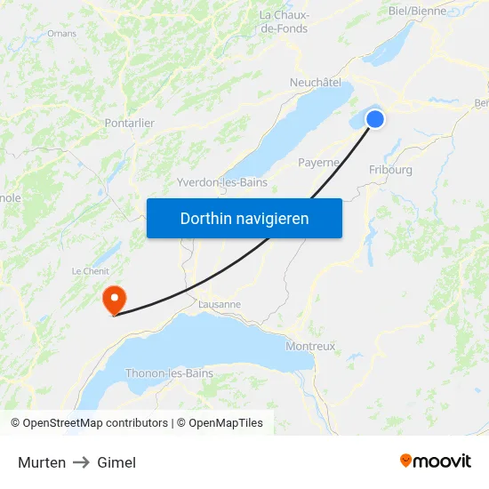 Murten to Gimel map