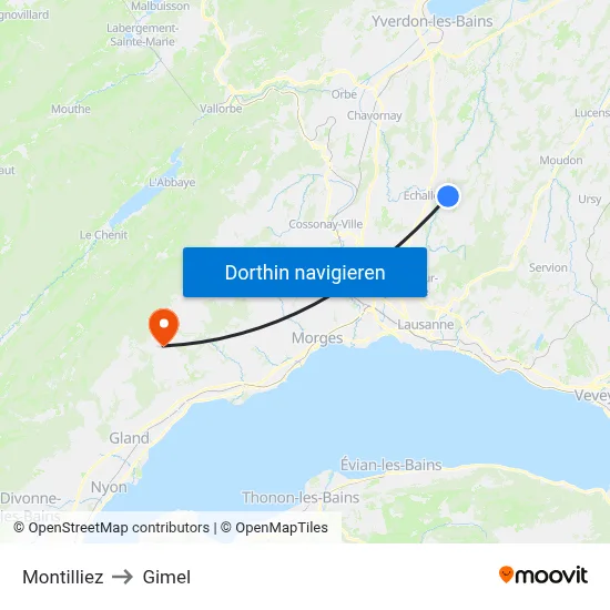 Montilliez to Gimel map