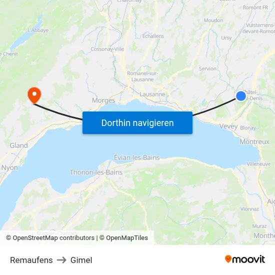 Remaufens to Gimel map