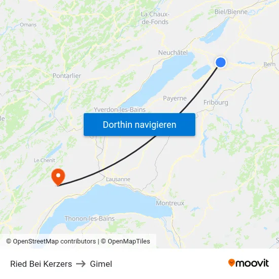 Ried Bei Kerzers to Gimel map
