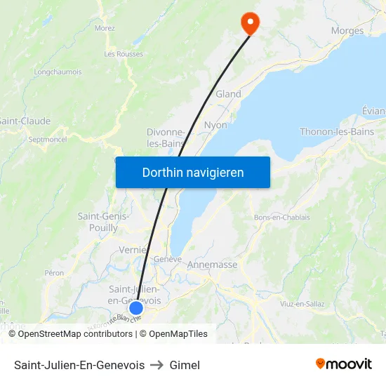 Saint-Julien-En-Genevois to Gimel map
