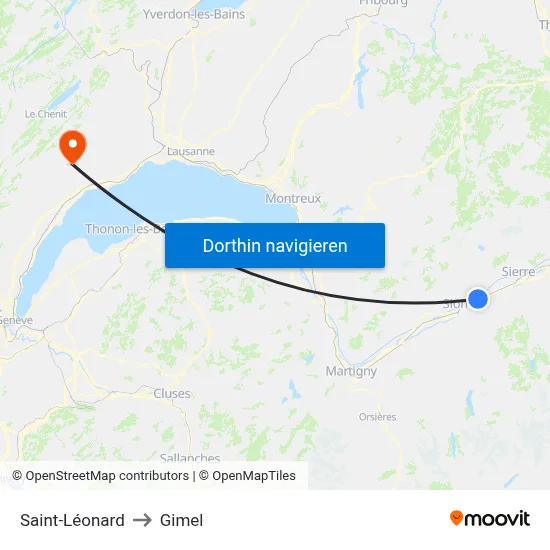 Saint-Léonard to Gimel map