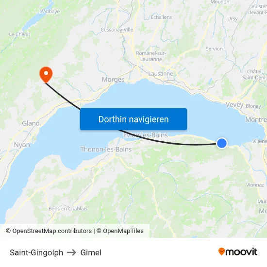 Saint-Gingolph to Gimel map