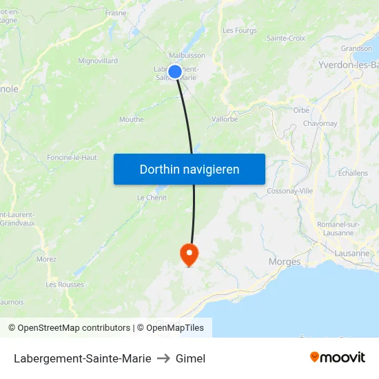 Labergement-Sainte-Marie to Gimel map