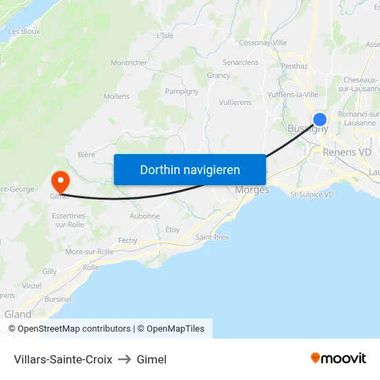 Villars-Sainte-Croix to Gimel map