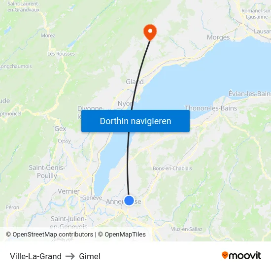 Ville-La-Grand to Gimel map