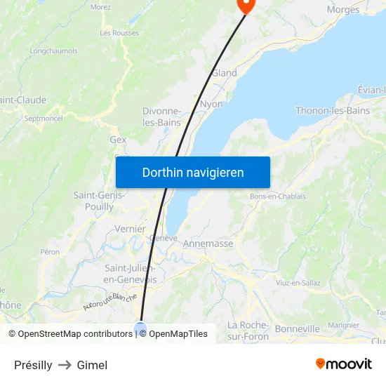 Présilly to Gimel map