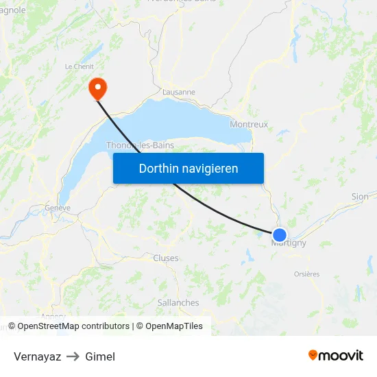 Vernayaz to Gimel map