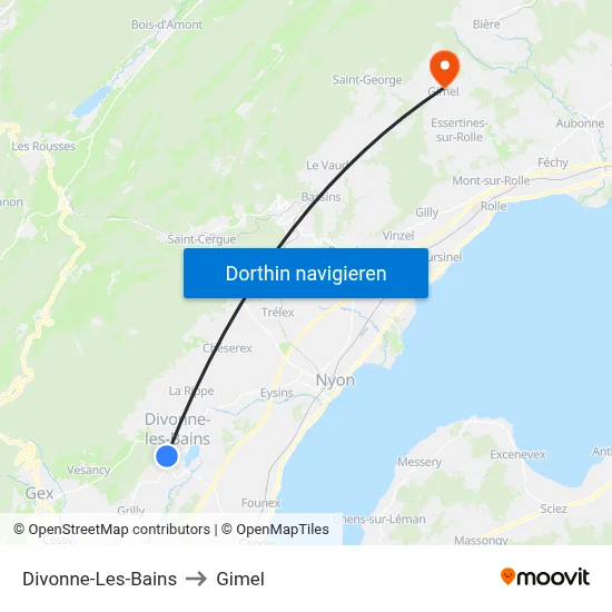 Divonne-Les-Bains to Gimel map