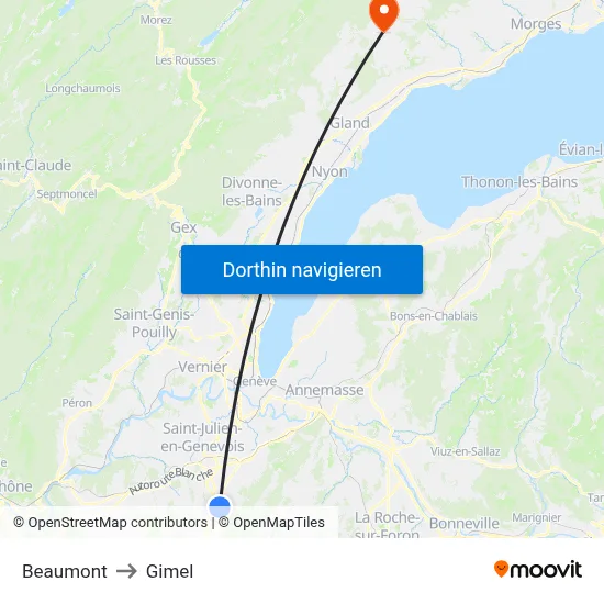Beaumont to Gimel map