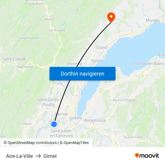 Aire-La-Ville to Gimel map