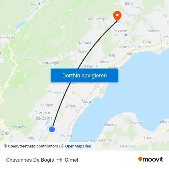 Chavannes-De-Bogis to Gimel map
