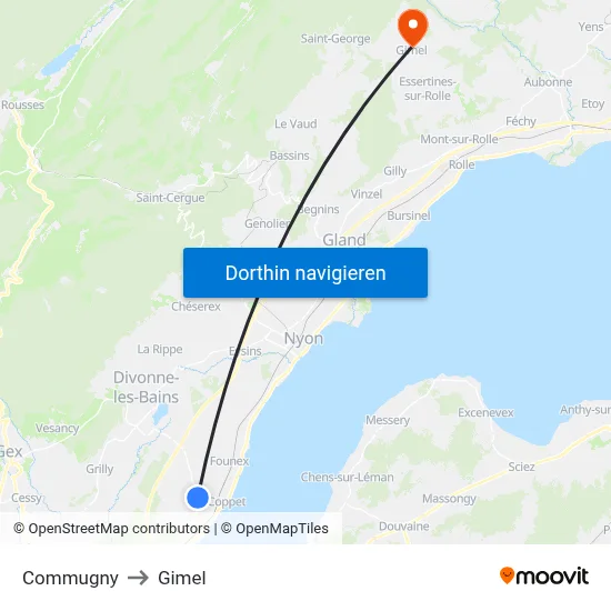 Commugny to Gimel map