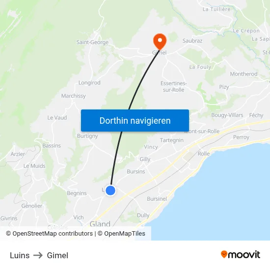 Luins to Gimel map