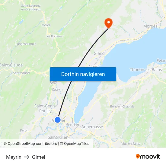 Meyrin to Gimel map