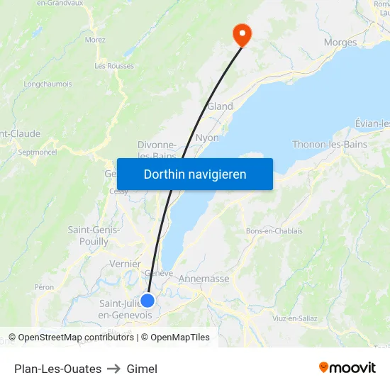 Plan-Les-Ouates to Gimel map