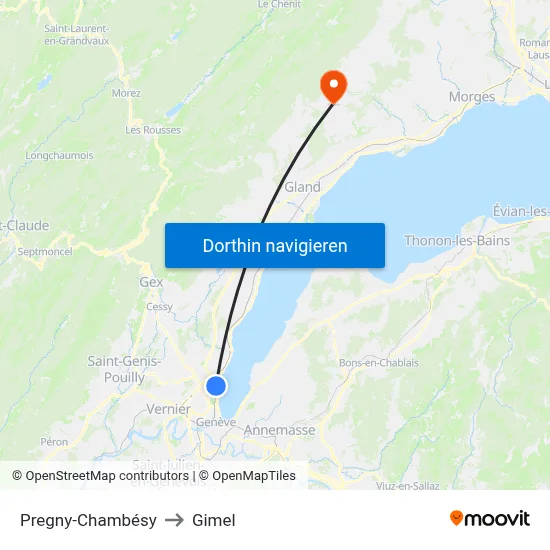 Pregny-Chambésy to Gimel map