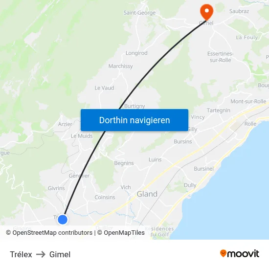Trélex to Gimel map