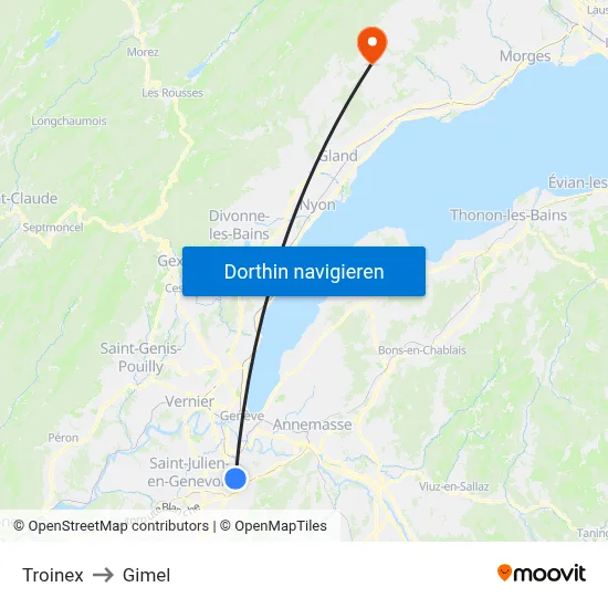 Troinex to Gimel map