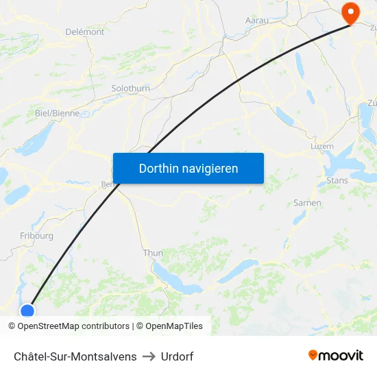 Châtel-Sur-Montsalvens to Urdorf map