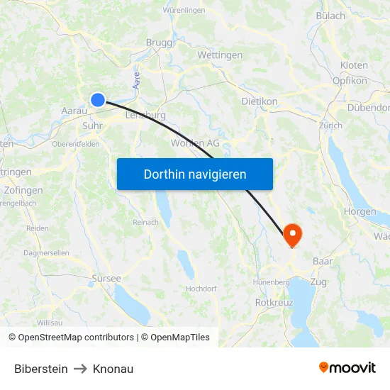 Biberstein to Knonau map