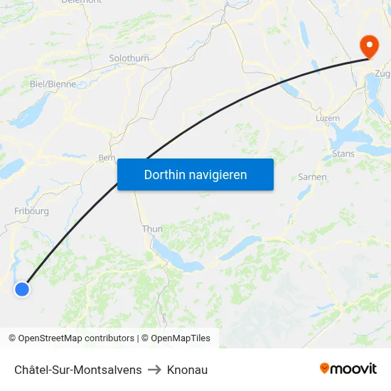 Châtel-Sur-Montsalvens to Knonau map