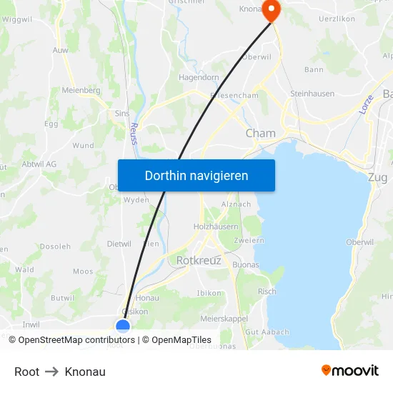 Root to Knonau map