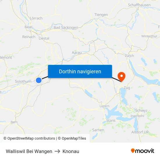 Walliswil Bei Wangen to Knonau map