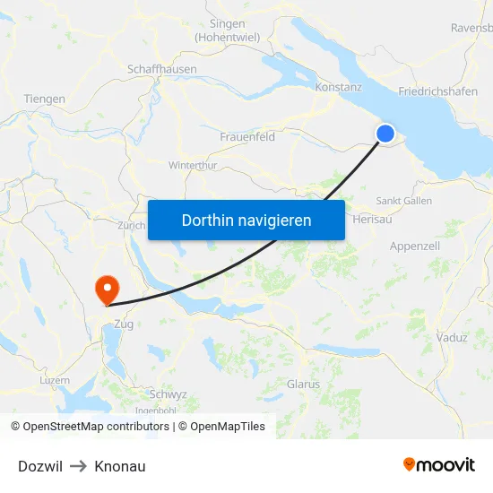 Dozwil to Knonau map
