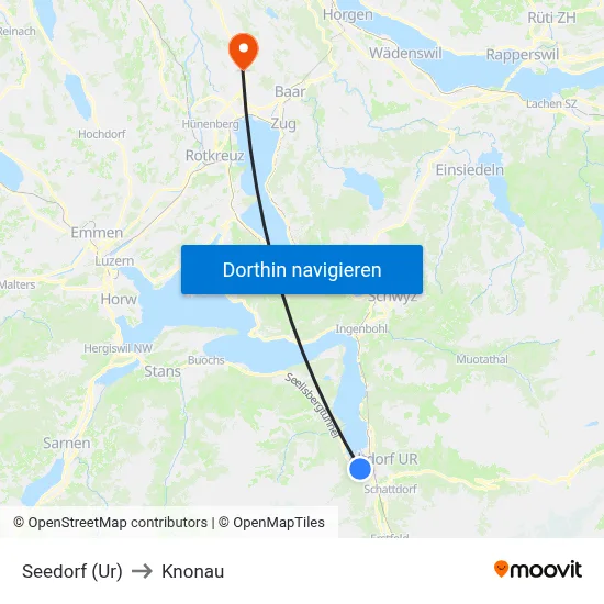 Seedorf (Ur) to Knonau map