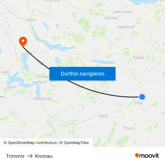 Trimmis to Knonau map