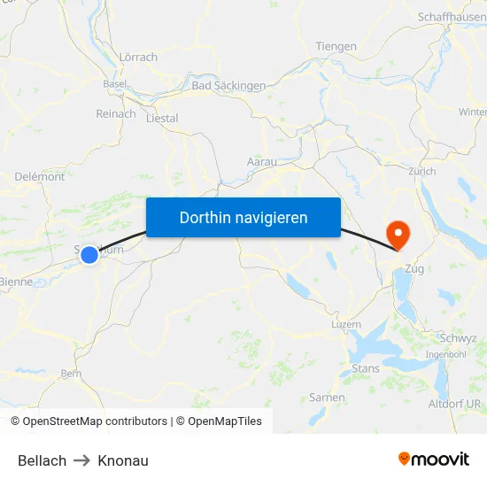 Bellach to Knonau map