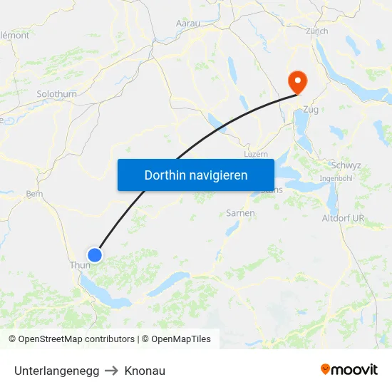 Unterlangenegg to Knonau map