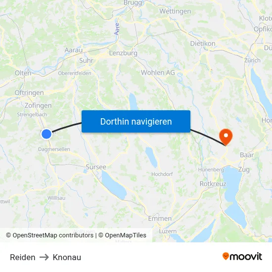 Reiden to Knonau map