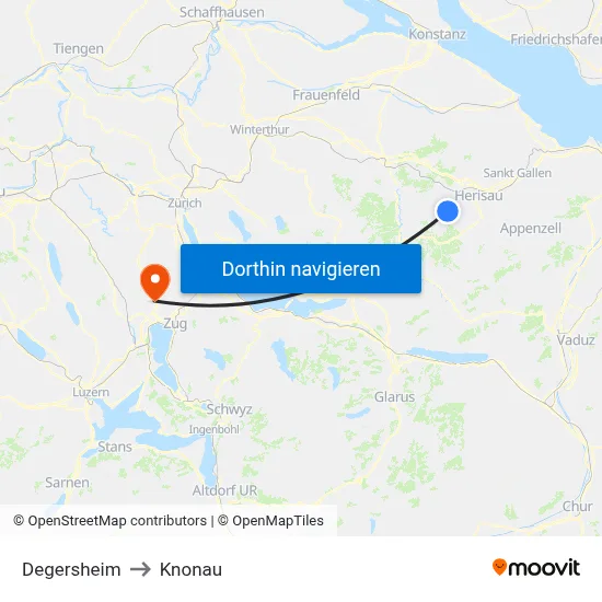 Degersheim to Knonau map